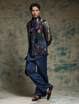 Multicolor sequined short jacket set