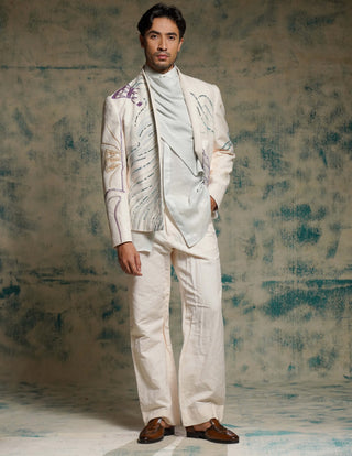 Apricot ivory handpainted blazer set