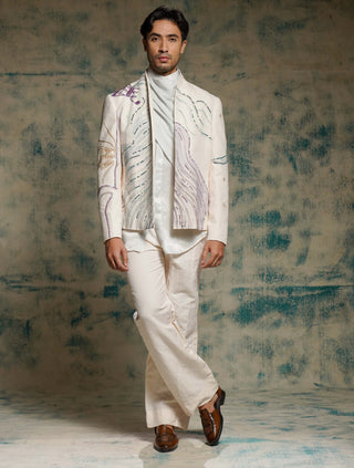 Apricot ivory handpainted blazer set