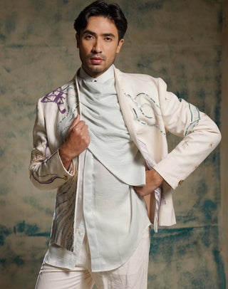 Apricot ivory handpainted blazer set