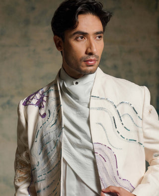 Apricot ivory handpainted blazer set