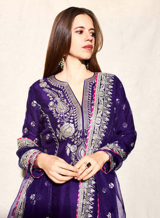 Gopi Vaid-Purple Amaya Kurta Set-INDIASPOPUP.COM
