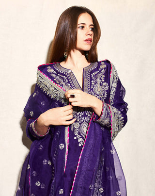 Gopi Vaid-Purple Amaya Kurta Set-INDIASPOPUP.COM
