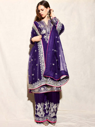 Gopi Vaid-Purple Amaya Kurta Set-INDIASPOPUP.COM