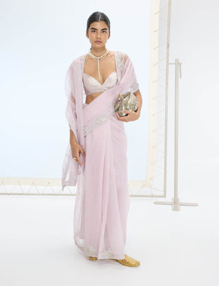 Mauve eve sari and unstitched blouse