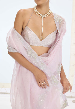 Mauve eve sari and unstitched blouse