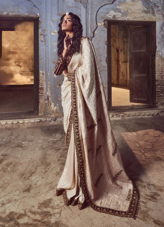 Nitika Gujral-Blush Pink Monga Sari Set-INDIASPOPUP.COM