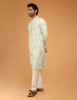 Chatenya Mittal-Mint Green Mirror Kurta And Pants-INDIASPOPUP.COM