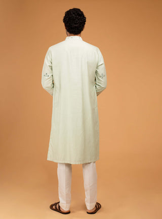 Chatenya Mittal-Mint Green Mirror Kurta And Pants-INDIASPOPUP.COM