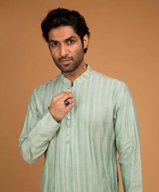 Chatenya Mittal-Dark Mint Pintux Kurta And Pants-INDIASPOPUP.COM