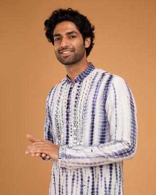 Chatenya Mittal-Navy Blue Kurta And Pants-INDIASPOPUP.COM