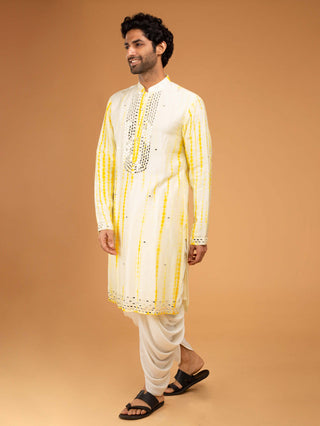 Chatenya Mittal-Yellow Tie Dye Kurta And Pants-INDIASPOPUP.COM