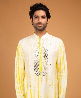 Chatenya Mittal-Yellow Tie Dye Kurta And Pants-INDIASPOPUP.COM