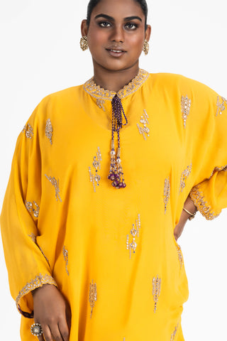 Nitika Gujral-Yellow Georgette Tunic And Salwar-INDIASPOPUP.COM