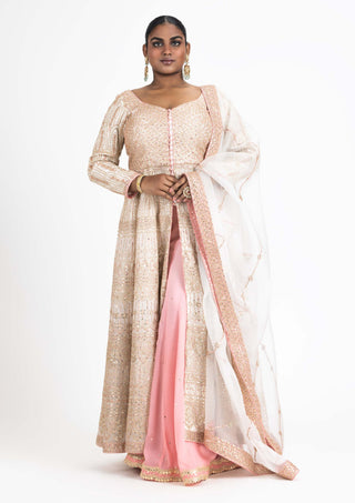 Nitika Gujral-Ivory Pink Jacket And Sharara Set-INDIASPOPUP.COM
