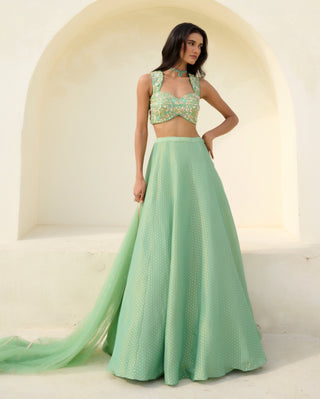 Green mina lehenga set
