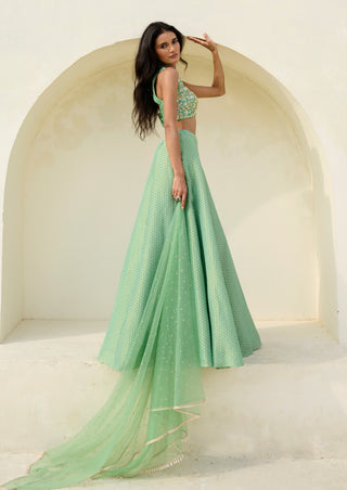 Green mina lehenga set