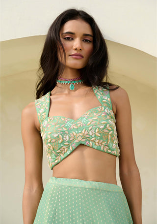 Green mina lehenga set