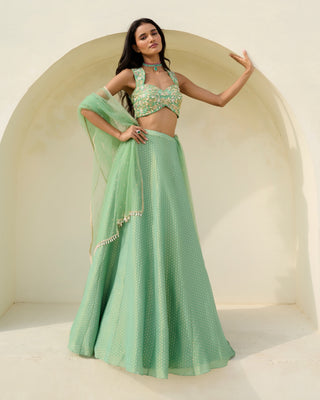 Green mina lehenga set