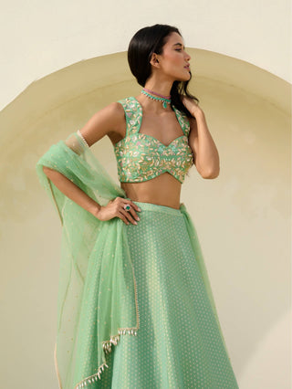 Green mina lehenga set