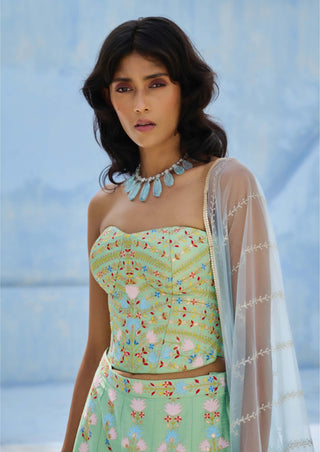 Green and blue meher sharara set