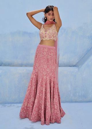 Mauve pink fiza lehenga set