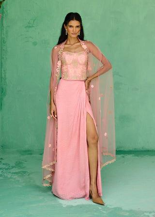 Pink esita cape and skirt set