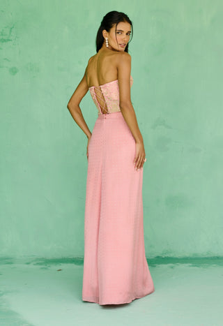 Pink esita slit skirt and corset