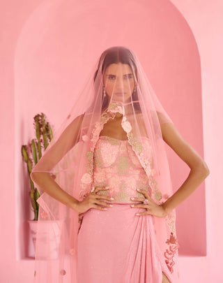 Pink esita cape and skirt set