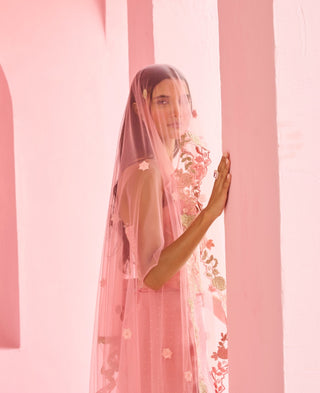 Pink esita cape and skirt set