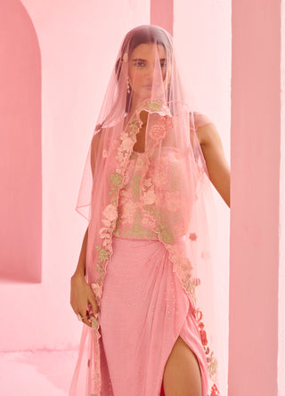 Pink esita cape and skirt set