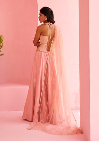 Peach pink amal lehenga set