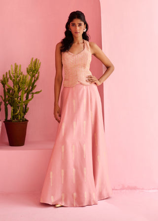 Peach pink amal lehenga set
