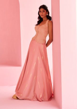 Peach pink amal lehenga set