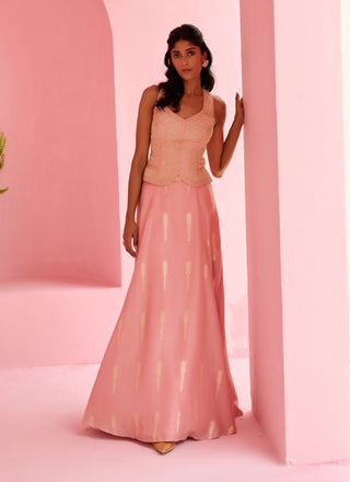 Peach pink amal lehenga set