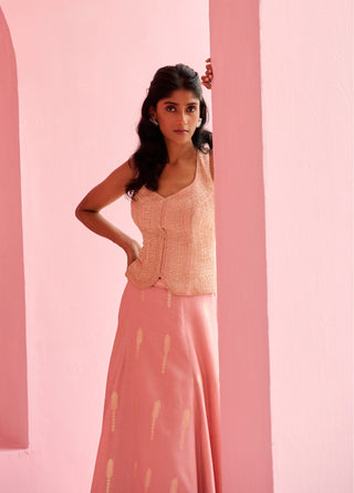 Peach pink amal lehenga set