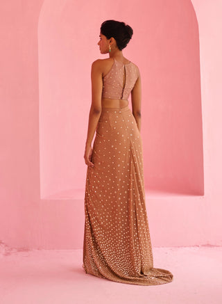 Coco brown noor slit skirt and top