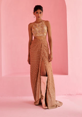 Coco brown noor slit skirt and top