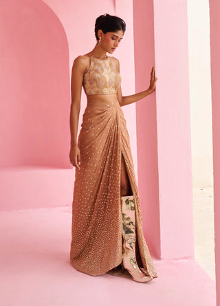 Coco brown noor slit skirt and top