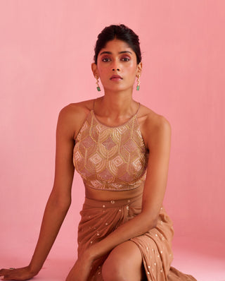 Coco brown noor slit skirt and top