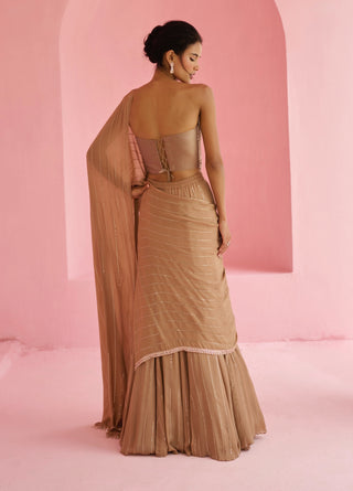 Coco brown stella pre-draped sari and blouse