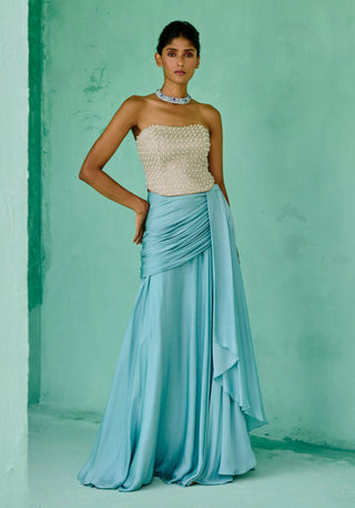 Blue and silver zoha skirt and corset