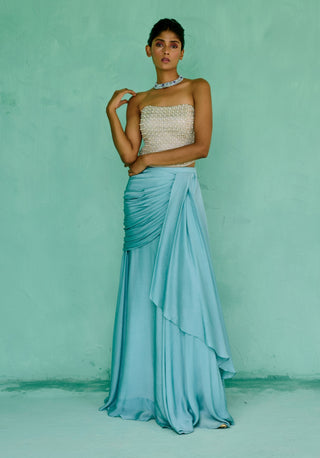 Blue and silver zoha skirt and corset