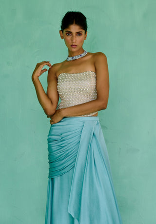 Blue and silver zoha skirt and corset