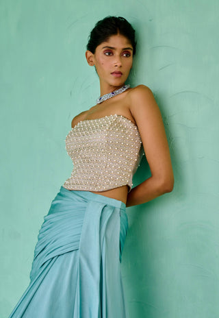 Blue and silver zoha skirt and corset