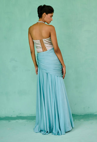 Blue and silver zoha skirt and corset