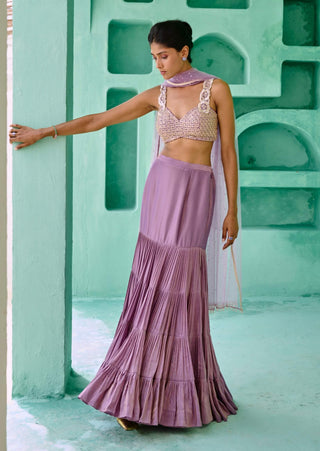 Dusty purple fida lehenga set