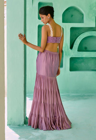 Dusty purple fida lehenga set