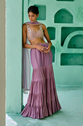 Dusty purple fida lehenga set