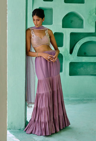 Dusty purple fida lehenga set